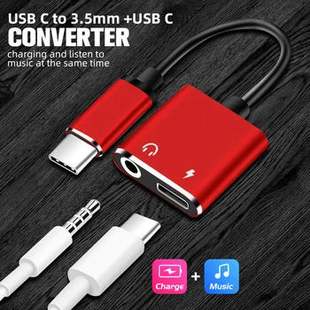 Адаптер для наушников Type C до 3,5 мм 2 в 1 Разъем для наушников 3,5 мм Аудиокабель Type-C аудиоразветвитель USB C адаптер для зарядки