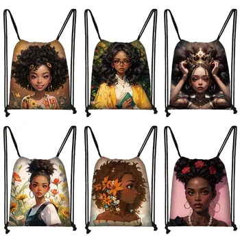 Африканский женский рюкзак с принтом, сумка на шнурке для девочек в стиле афро, женская уличная сумка на плечо, держатель для обуви в Американской Африке