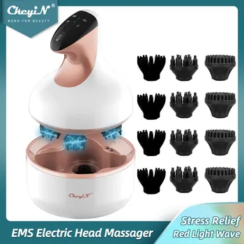 CkeyiN EMS Массажер для кожи головы с беспроводным электрическим вращением, массаж головы, Стимулятор нервов головного мозга, снятие стресса, Улучшение кровообращения