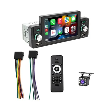 5-дюймовая автомобильная стереосистема на один Din, беспроводной CarPlay Android с автоматической зеркальной связью, сенсорное радио, резервная камера Bluetooth, FM USB