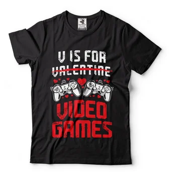 V- это для видеоигр, забавные футболки на День Святого Валентина, игровые футболки для мужчин
