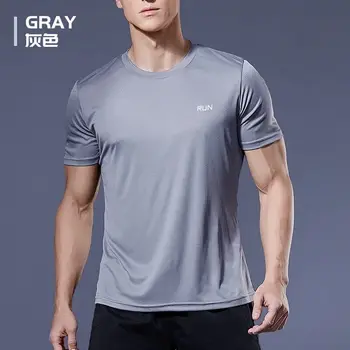 Спортивная футболка из полиэстера, мужская футболка для бега с коротким рукавом, футболка для фитнеса