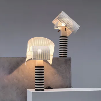 Дизайнерская настольная лампа Shogun, модель настольной лампы в черно-белую полоску для спальни, гостиной, выставки, настольного освещения в гостиничной сетке
