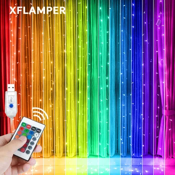 3 М USB RGB Занавес, Световая гирлянда из 16 цветов с пультом дистанционного управления для рождественских праздников, свадьбы, наружного декора в помещении