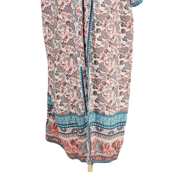 Женский длинный купальник-бикини с цветочным принтом, накидка, Струящееся пляжное кимоно, кардиган, Летняя Струящаяся блузка