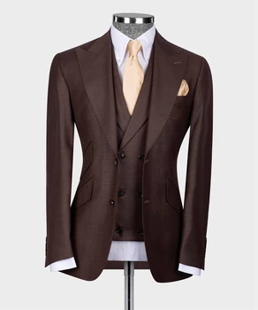 Костюм Homme на заказ, 3 шт., блейзер, жилет, брюки, полный мужской костюм для свадьбы, официальной вечеринки, деловая одежда, мужские костюмы
