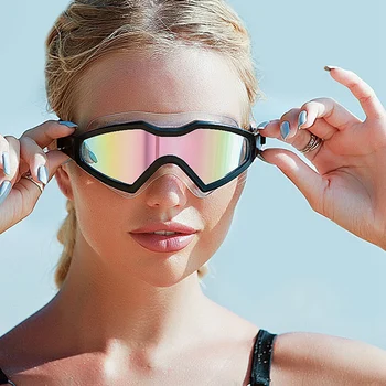 Универсальные плавательные очки для мужчин и женщин с защитой от запотевания высокой четкости, прозрачные очки с цельнокроеными линзами с гальваническим покрытием