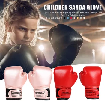 Боксерские перчатки из искусственной кожи с губкой, перчатки для спарринга, профессиональные дышащие для детей, для тренировок детей