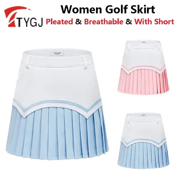 TTYGJ Летняя женская юбка для гольфа с защитой от воздействия, женские плиссированные брюки-кюлоты на молнии сбоку, женские Тонкие брючные юбки с высокой талией, одежда для гольфа