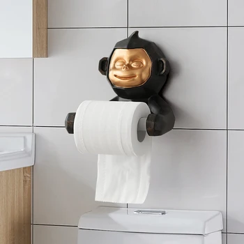 Держатель для рулона туалетной бумаги, статуэтка обезьяны из смолы, держатель для салфеток, настенный для ванной комнаты, украшения для кухни, украшения для дома