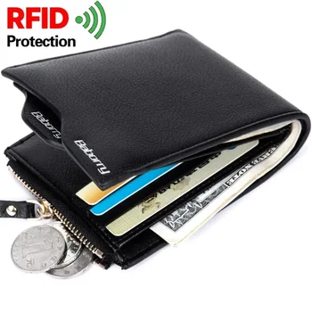 Сумка для монет с защитой от кражи RFID, мужские кошельки на молнии с карманом, блокирующим удостоверение личности, Мини-тонкий кошелек, Автоматический всплывающий кошелек для кредитных карт