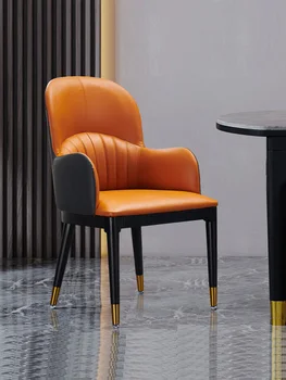 Легкий роскошный обеденный стул Домашний элитный стул с подлокотниками кожаные удобные сиденья Обеденный стул скандинавского цвета на заказ