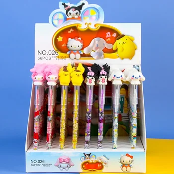 Sanrio 56шт Механический Карандаш Cute Hello Kitty Kuromi Cinnamoroll Карандаш без Вырезов Balck Студенческие Канцелярские Принадлежности Инструменты Для Начальной Работы