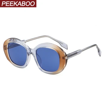 Круглые солнцезащитные очки Peekaboo в стиле ретро для мужчин, зеленые, черные, унисекс, женские солнцезащитные очки uv400 CP ацетат 2024 унисекс прямая поставка