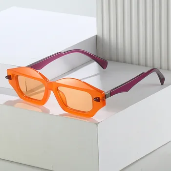 Солнцезащитные очки Polygon Cat Eye Женские Уникальные дизайнерские заклепки Оттенки очков UV400 Модные Градиентные Мужские солнцезащитные очки в стиле ретро