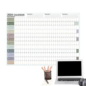 Большой настенный календарь 2024 Январь-декабрь 2024 Планировщик 12 месячных календарей Плакатные Календари Годовой годовой планировщик Плотная бумага 29x20