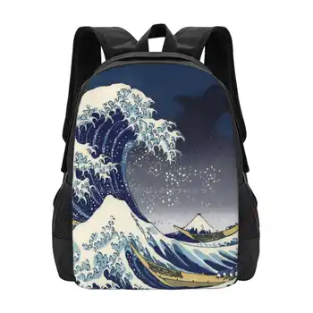 Великая Волна: Канагава Ночные Школьные Сумки Для Девочек-подростков, Дорожные Сумки Для ноутбуков Sea Hokusai Great Wave Off Kanagawa Woodblock