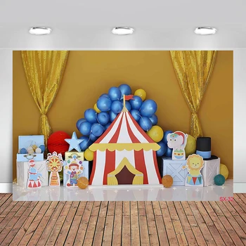 Фон для вечеринки в честь Дня рождения в цирковой тематике, Фон для портрета новорожденных Детей, Красная Палатка, Цирковой Карнавал, Фотосессия