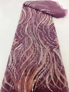 Роскошная Высококачественная Африканская вышивка Жениха 2023 Года Кружевная ткань в Нигерийском стиле Французские блестки Кружевная ткань для пошива свадебного платья