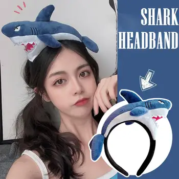 Повязка на голову с изображением акулы, повязка на голову с мультяшными животными, повязка на голову в корейском стиле, удобные милые головные уборы для сцены, макияж, развлечения с акулами