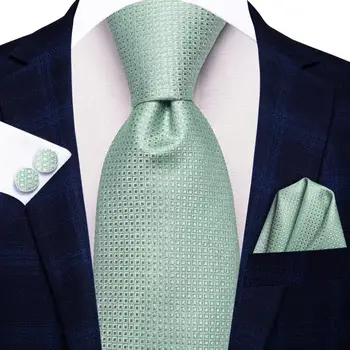 Подарочный галстук для мужчин 2023, новый модный бренд в зеленую клетку, галстук для свадебной вечеринки, Ручные запонки, Оптовая продажа, Дизайнерский галстук