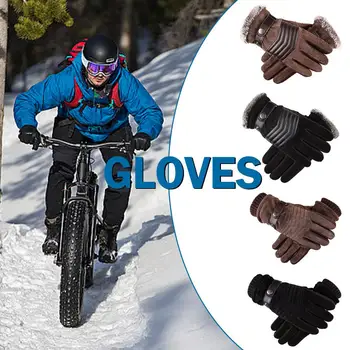 Зимние теплые мужские перчатки с сенсорным экраном, повседневные перчатки из натуральной кожи, Варежки для мужчин, перчатки для занятий спортом на открытом воздухе, перчатки на весь палец Z5Q2