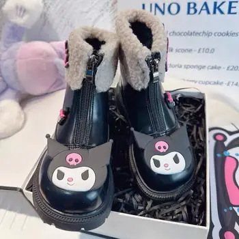 2023 Sanrio Kuromi Girly Heart Kawaii Аниме Зимние Теплые Плюшевые Ботинки Милая Мультяшная Детская Обувь Милые Подарки для Детей