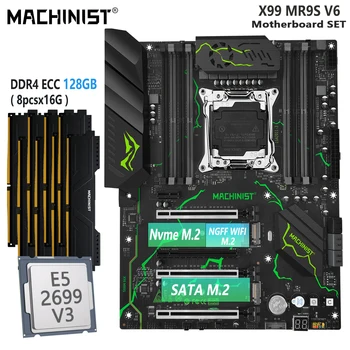MACHINIST X99 MR9S V6 Комплект материнской платы LGA 2011-3 комплект Intel E5 2699 V3 CPU Процессор 8x16 = 128 ГБ оперативной памяти DDR4 ECC SSD M.2 ATX