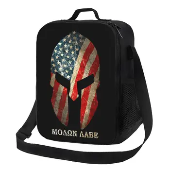 Американская Спартанская сумка для ланча Molon Labe Sparta с изоляцией для кемпинга, путешествий, Сменный кулер, Термобокс для Бенто, женщины, Дети