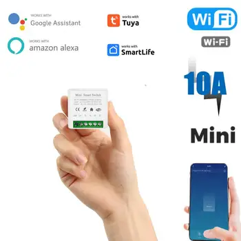 Tuya 16A Mini Wifi Smart Switch Light Поддерживает 2-полосный модуль автоматизации управления временем Приложение для Alexa Home