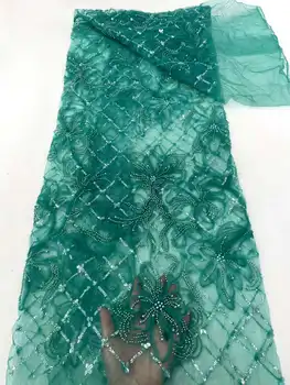 Кружевная ткань для Африканского жениха 2023, Высококачественные бусины, Нигерийские пайетки, Французская сетка, кружевная ткань Tull для свадебного платья