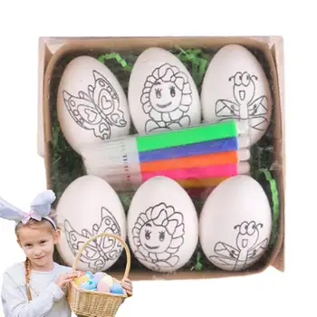 Набор для изготовления Пасхальных яиц Набор для рисования яиц Своими руками Пасхальные поделки Набор для украшения Пасхальных яиц своими руками Подарок с 6 Маркерами Краска для Пасхальных яиц