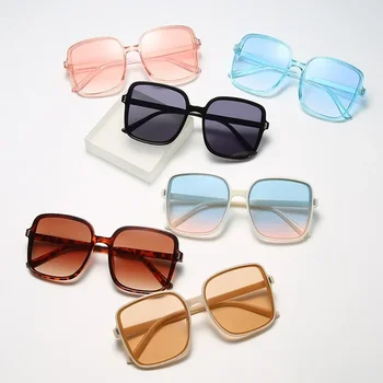 Солнцезащитные очки в квадратной большой оправе с градиентом, новый модный тренд, защита от ультрафиолета, ретро солнцезащитные очки для мужчин и женщин