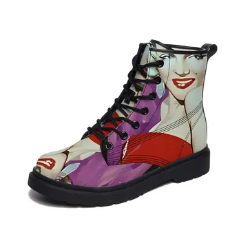 Поцелуй Мэрилин Монро, дизайн своими руками, Зимние ботинки большого размера для мужчин, женские нескользящие водонепроницаемые ботинки до середины икры на низком каблуке с круглым носком