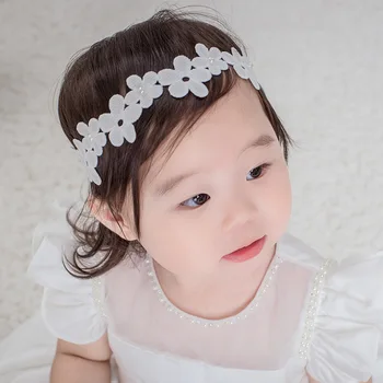 Резинки для волос в виде цветка Корейской принцессы в короне для новорожденных, Детские Аксессуары, повязки на голову для маленьких девочек, Реквизит для фотосъемки вечеринок.