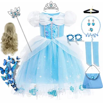 Платье Золушки для девочек на Хэллоуин, косплей-костюм принцессы для девочек, карнавальная Рождественская модная детская одежда