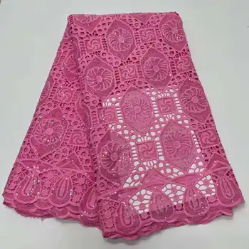 Элегантная Мягкая Африканская шифоновая Кружевная ткань 5 Ярдов, Высококачественный Французский тюль, вышивка пайетками, Нигерийская свадебная ткань Asoebi