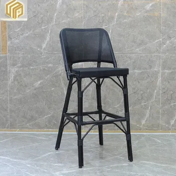 Американский ретро-стульчик для кормления Qingba bar, барный стул, покрытый лаком для выпечки, стульчик для кормления с металлической спинкой, уличный барный стул