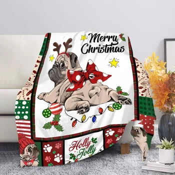 Веселого Рождества, Одеяло для собак, Рождественская шляпа, Плед с бантом, Плюшевое Теплое Мягкое Офисное одеяло, одеяло для спальни, Специальные Рождественские подарки
