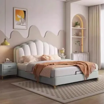 Девушка Деревянная Эстетичная Двуспальная Кровать Для Хранения Вещей Милая Спальня С Двуспальной кроватью Размера 