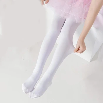 Детские танцевальные колготки, тренировочные чулки для балета для маленьких девочек, белые соединяемые леггинсы для оценки ног, детские бархатные колготки