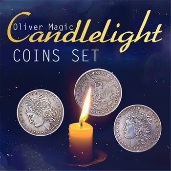 Набор монет при свечах (1 монета-флиппер + 1 расширенная оболочка + 3 доллара Моргана) Реквизит для фокусов На сцене Magia Illusions Gimmick