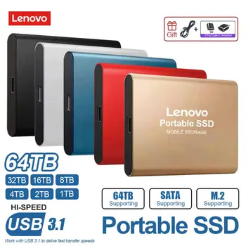 Внешний жесткий диск Lenovo Портативный SSD USB 3.1 Жесткий диск 16 ТБ Type C Внешний твердотельный накопитель мобильный накопитель для ноутбука